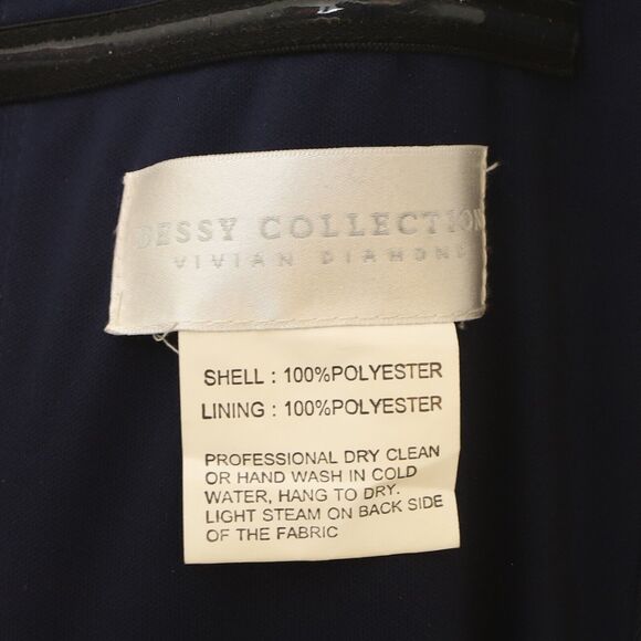 Dessy Collection Off Shoulder Notched Trumpet Gown 16R Slit Midnight Navy B5 - Picture 6 of 6